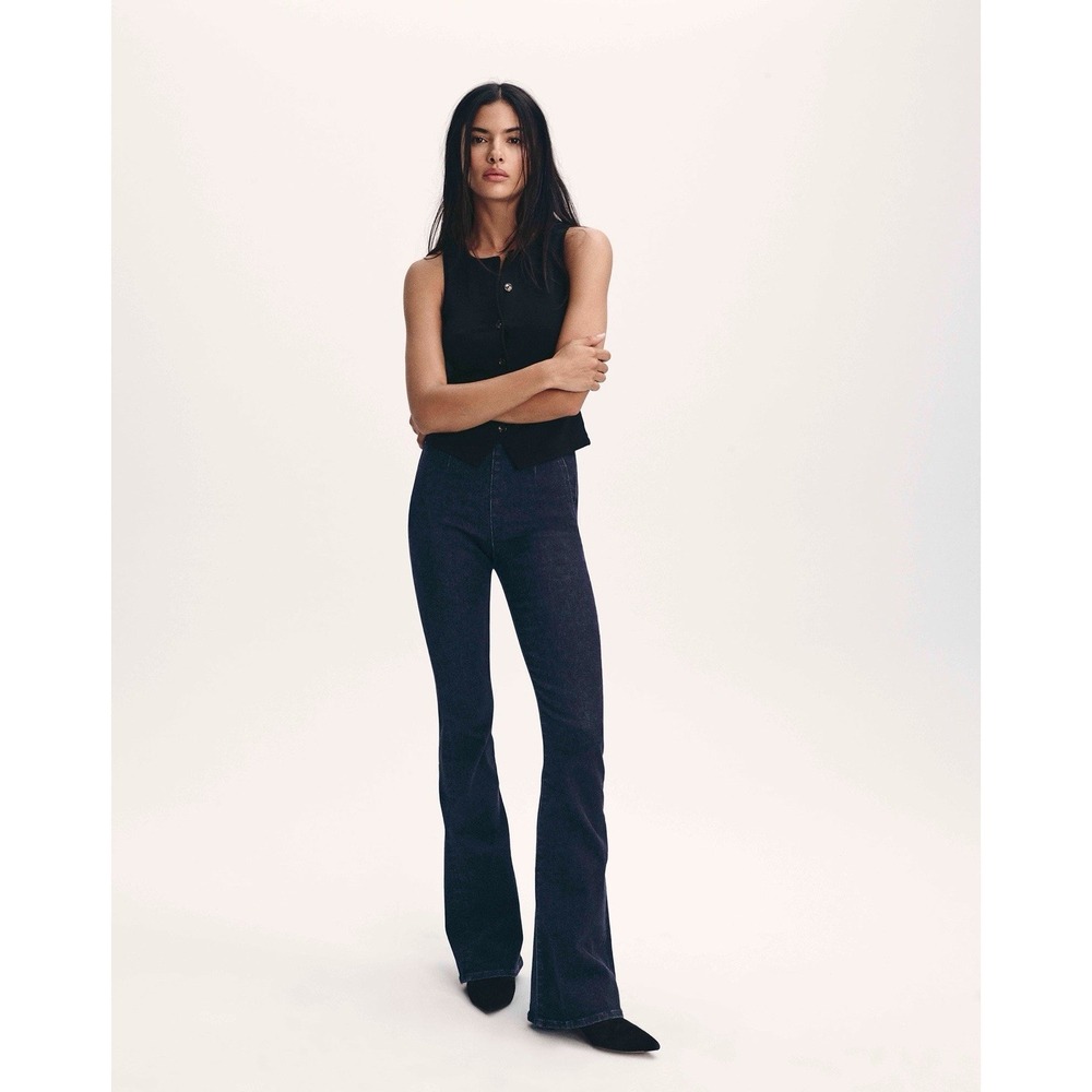 Veronica‎ Beard Jeans Beverly Skinny Flare High Rise XS/S Dark Blue Oxford Wash